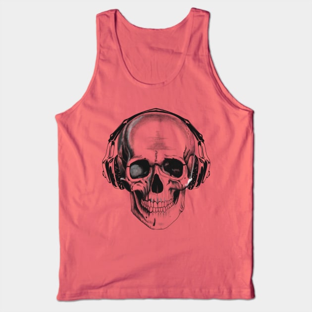 Skull with headphones Tank Top by Rachellily